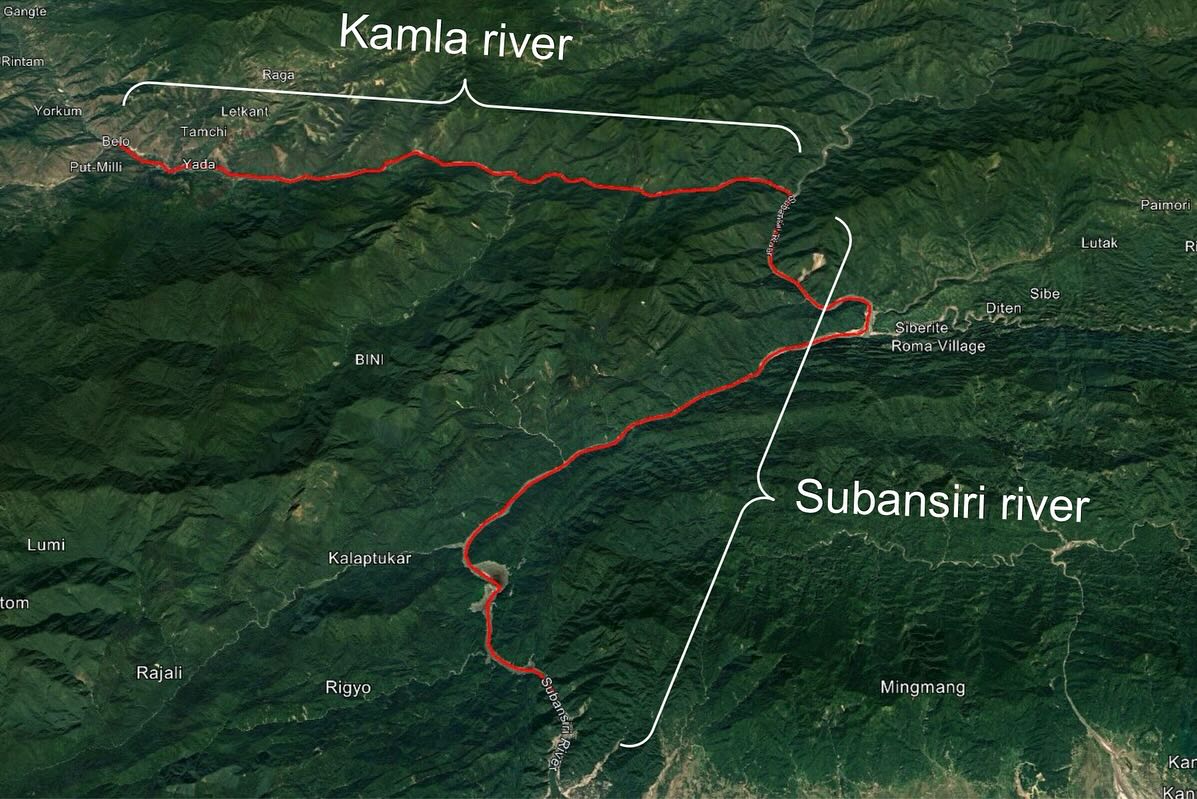 Few words about the route. We started from Tamen at the Kamla river with 40km up to Subansiri river connecting. There is around 20 rapids 4-5 difficulty class. And 40km by the Subansiri river up to the dam, where is half is new flooding reservoir.