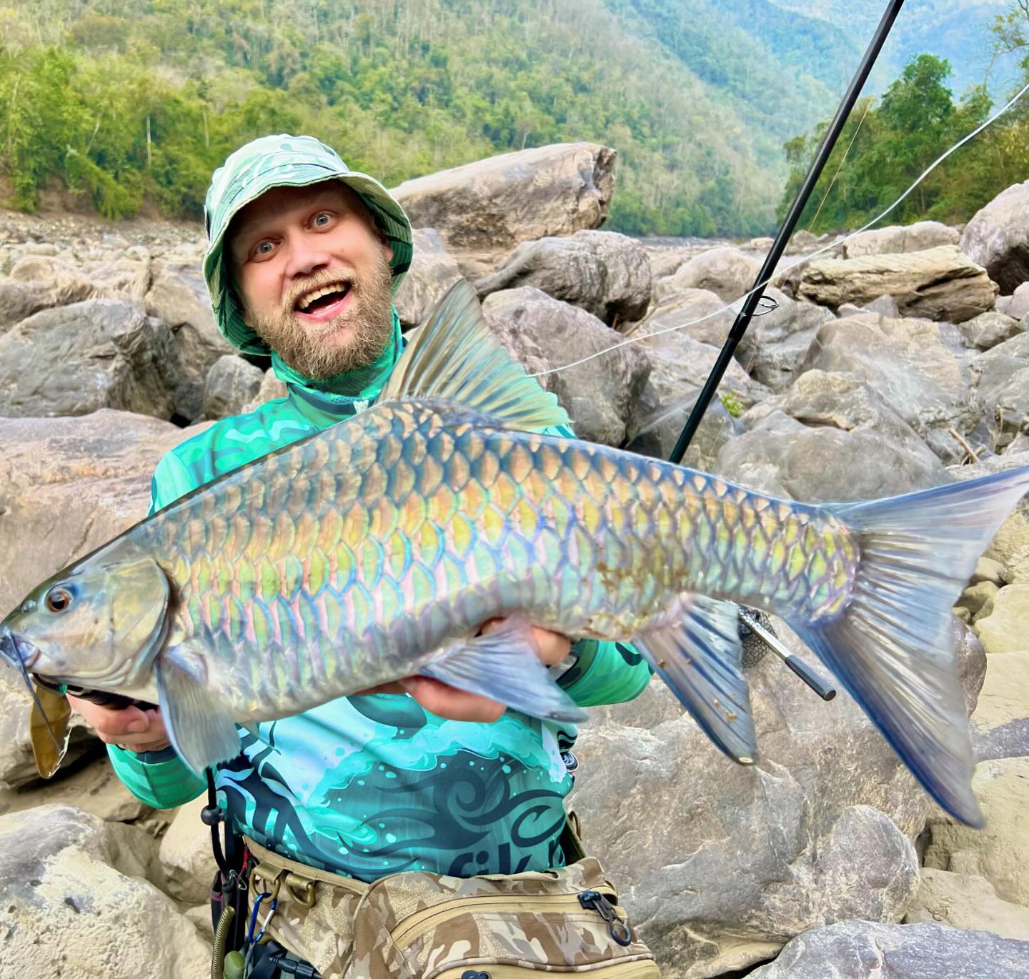 New specie alert! Neolissochilus hexagonolepis. Chocolate Mahseer or Brown Mahseer. Most smallest I’ve caught, but got in first evening.