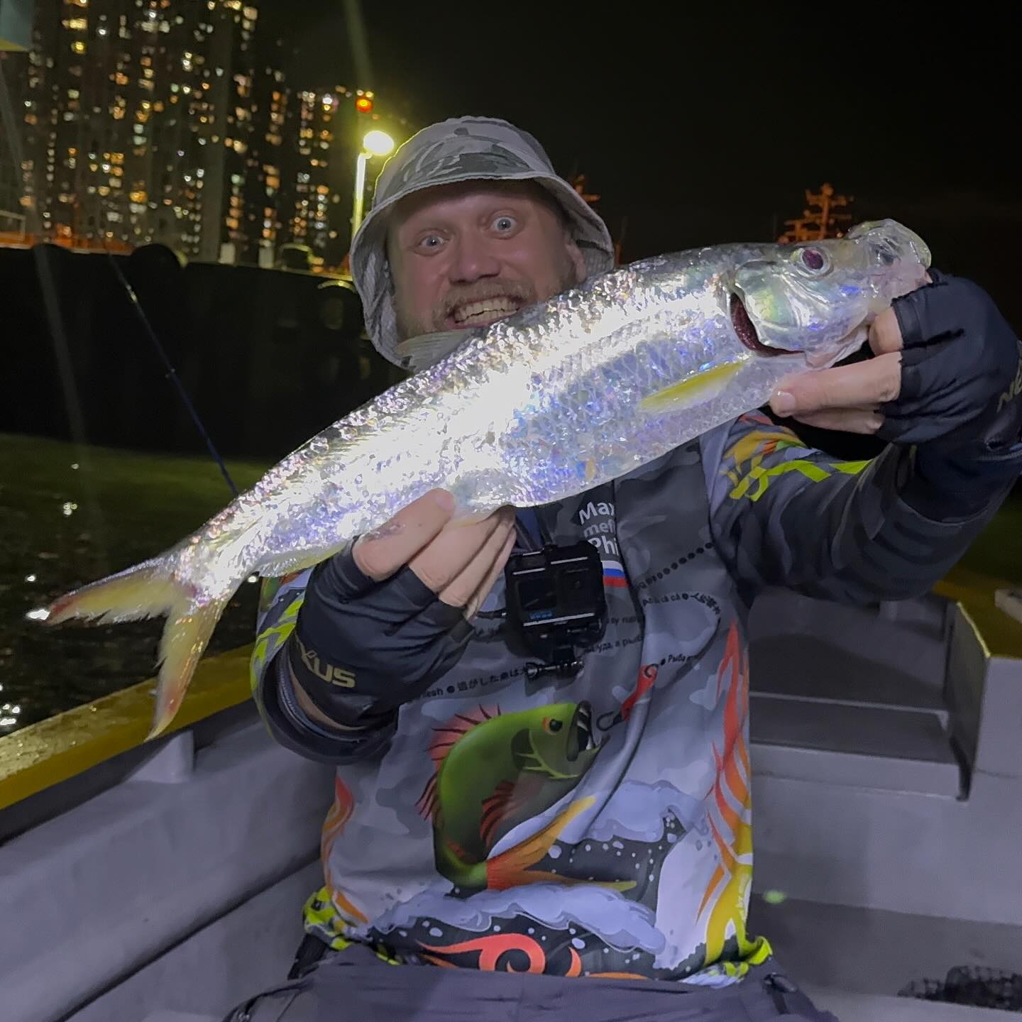 Help to recognize this fish! Night fishing in HongKong. Firstly I thought it was Tarpon, but after my fishing buddy @projectangling recognized it as Yellowfin Herring.