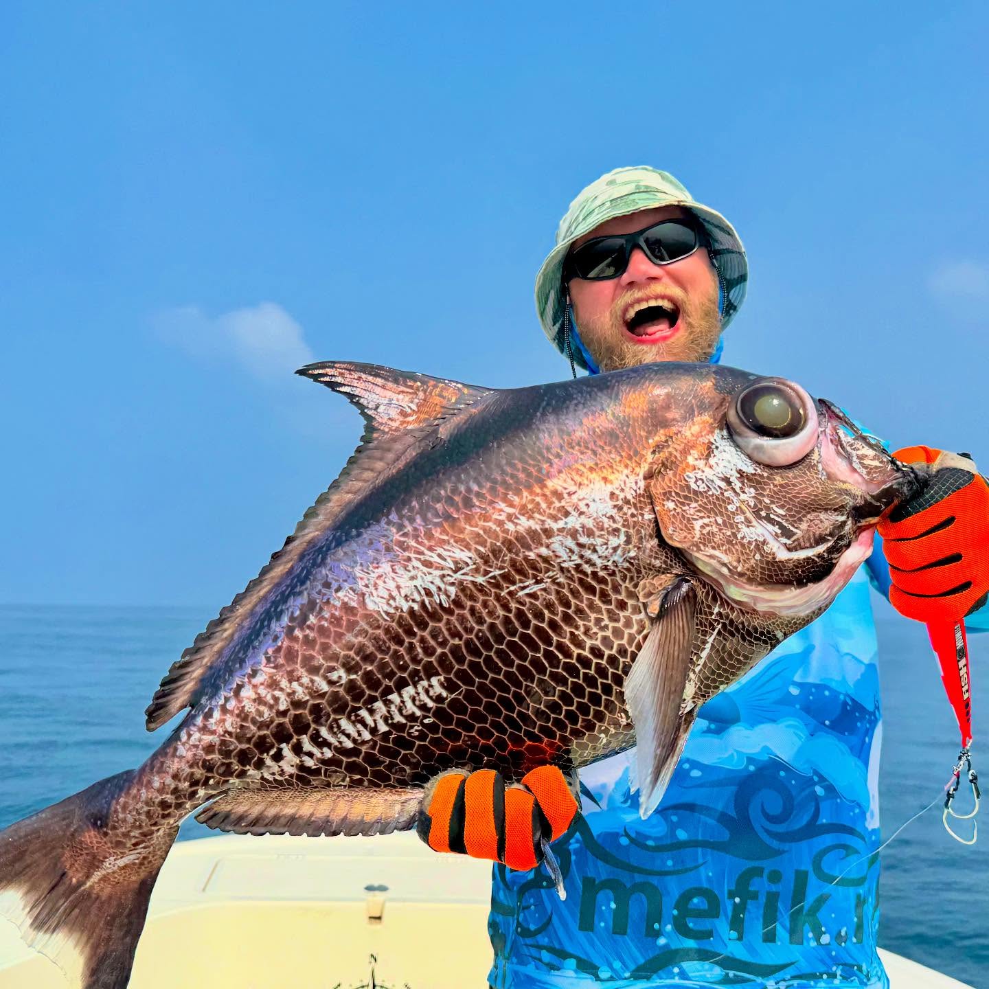 Deep sea fishing. New species landed! Pomfret fish from 300m deep with @spearmaldives Metal jig by @fishhunter.bali