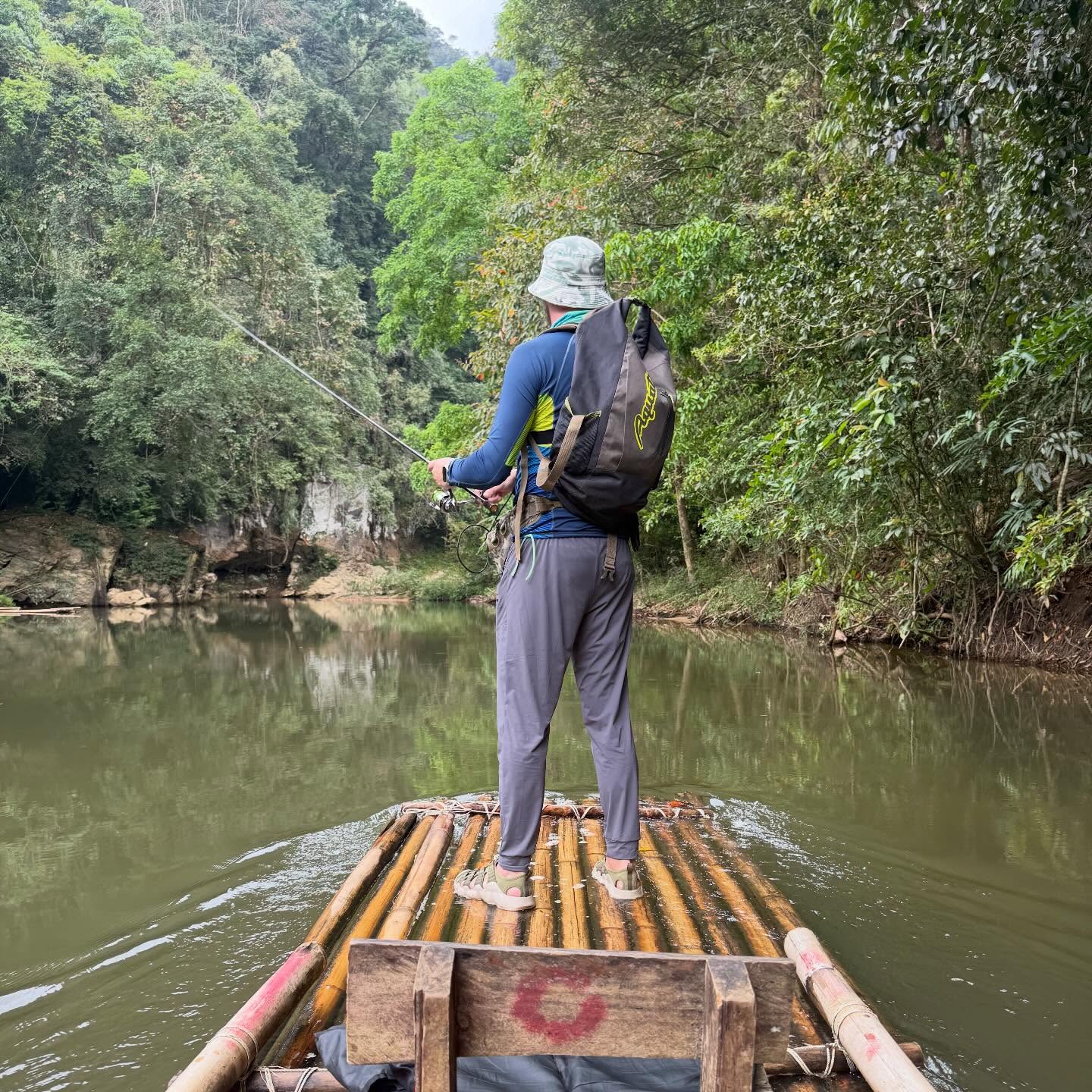 Khao Sok River, Thailand. Most likely attraction for tourists is the bamboo rafting by the river. I’m in! Spinning ready!