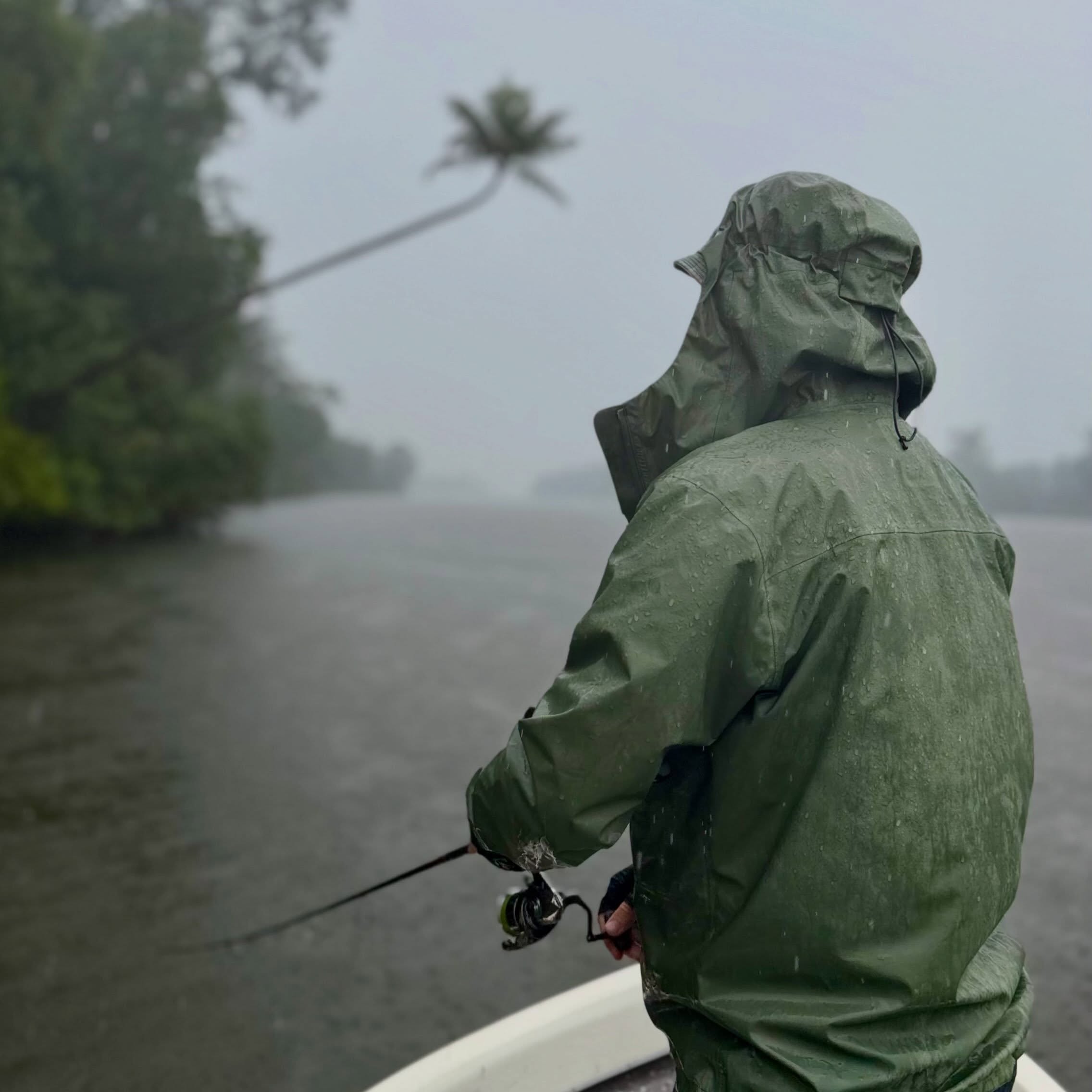 Fishing Brunei. There was a heavy rain at the first morning. A small barramundi got off the hook, and there was a hit by mangrove jack. Later in the day, we ventured deeper into the jungle as the heat set in. We were surrounded by crocodiles, hornbills, and palm thickets. A snakehead was active on the surface but refused to take the bait. @hookandhydra